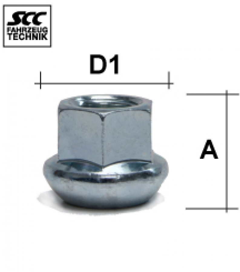 10x Radmuttern M14x1,5 - Stahl verzinkt - Kugelbund - SW19