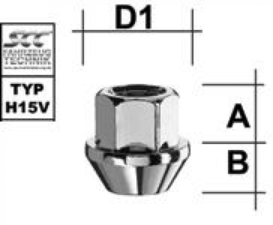 8x Radmuttern M12x1,5 - silber verzinkt - offen - Kegelbund - SW17